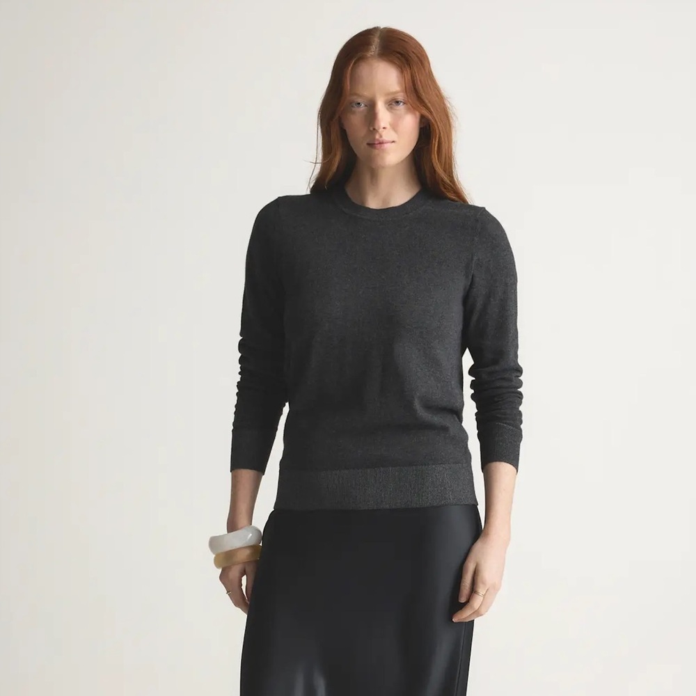 Quince Lightweight Cotton‎ Cashmere Crew Sweater Size XS